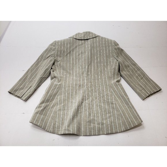 Donna Degnan Womens Blazer Jacket Long Sleeve Single Button Striped Grey Size 2 - Picture 5 of 8